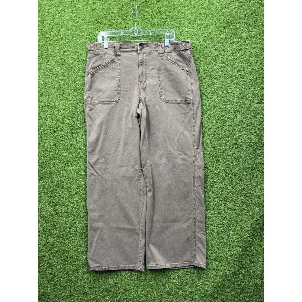 American Eagle Stovepipe Pants Women 14 Brown Stretch Buckle Waist Adjustable